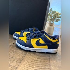 Nike Blue and Yellow Sneakers Classic Dunk Design